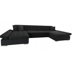 Divano letto angolare moderno design 360x160cm nero Carpiano
