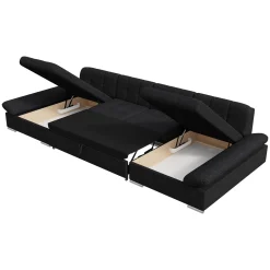Divano letto angolare moderno design 360x160cm nero Carpiano