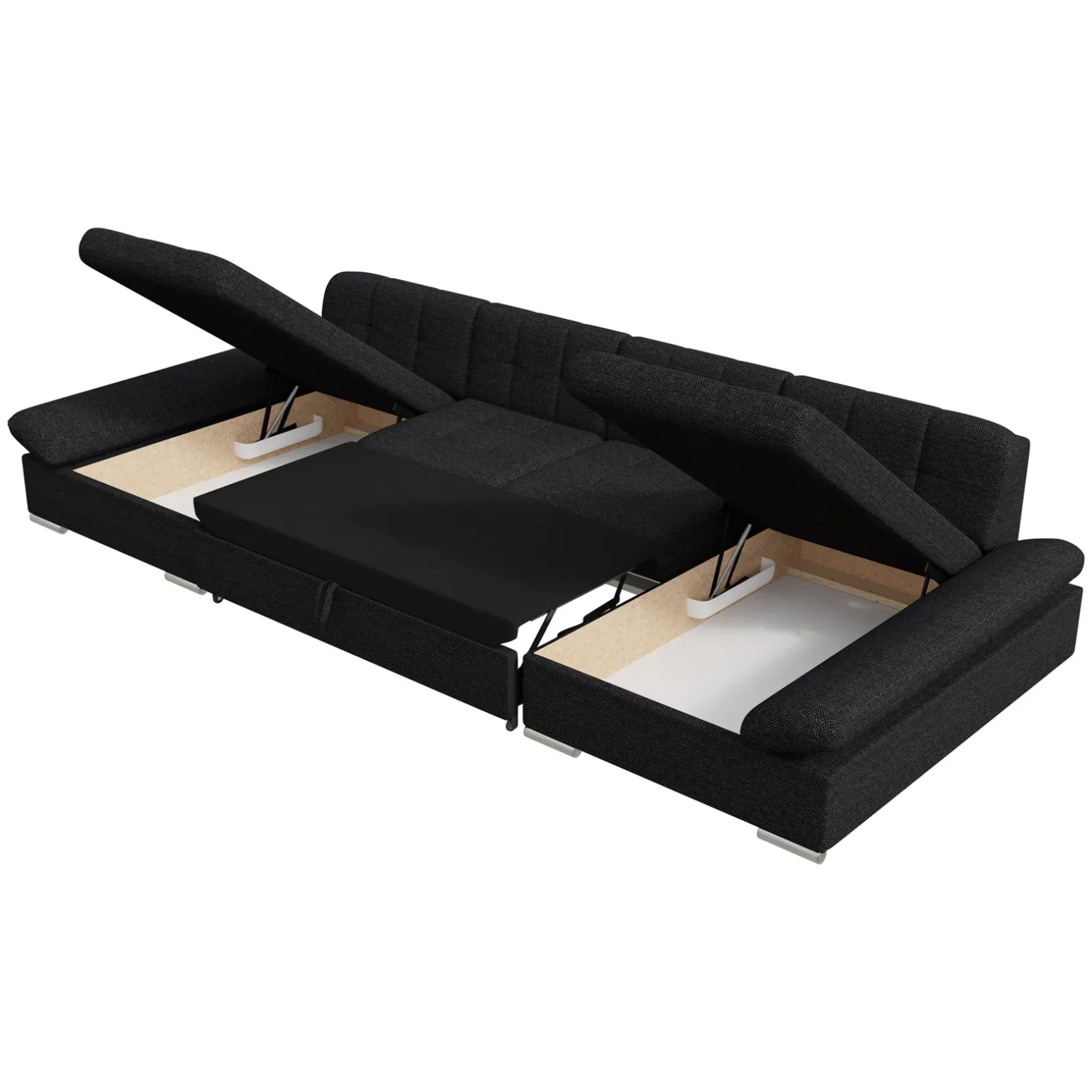Divano letto angolare moderno design 360x160cm nero Carpiano