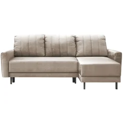 Divano letto angolare reversibile 230x140cm tessuto beige Baffy