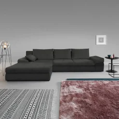 Divano letto angolare reversibile 313x215cm tessuto antracite Puffo