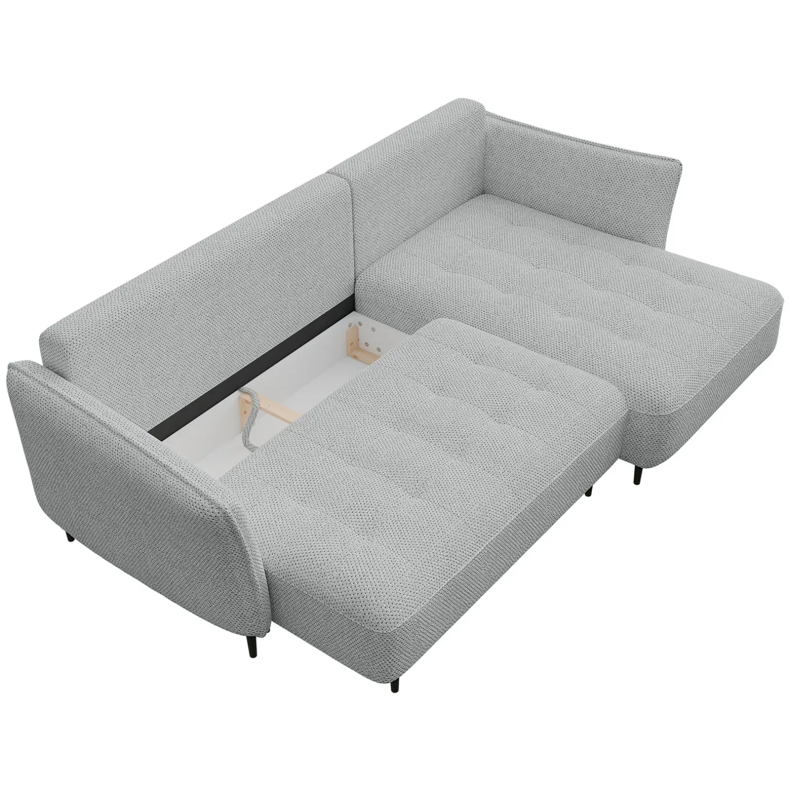 Divano letto angolare sinistro 3 posti 276x158cm tessuto grigio Angle