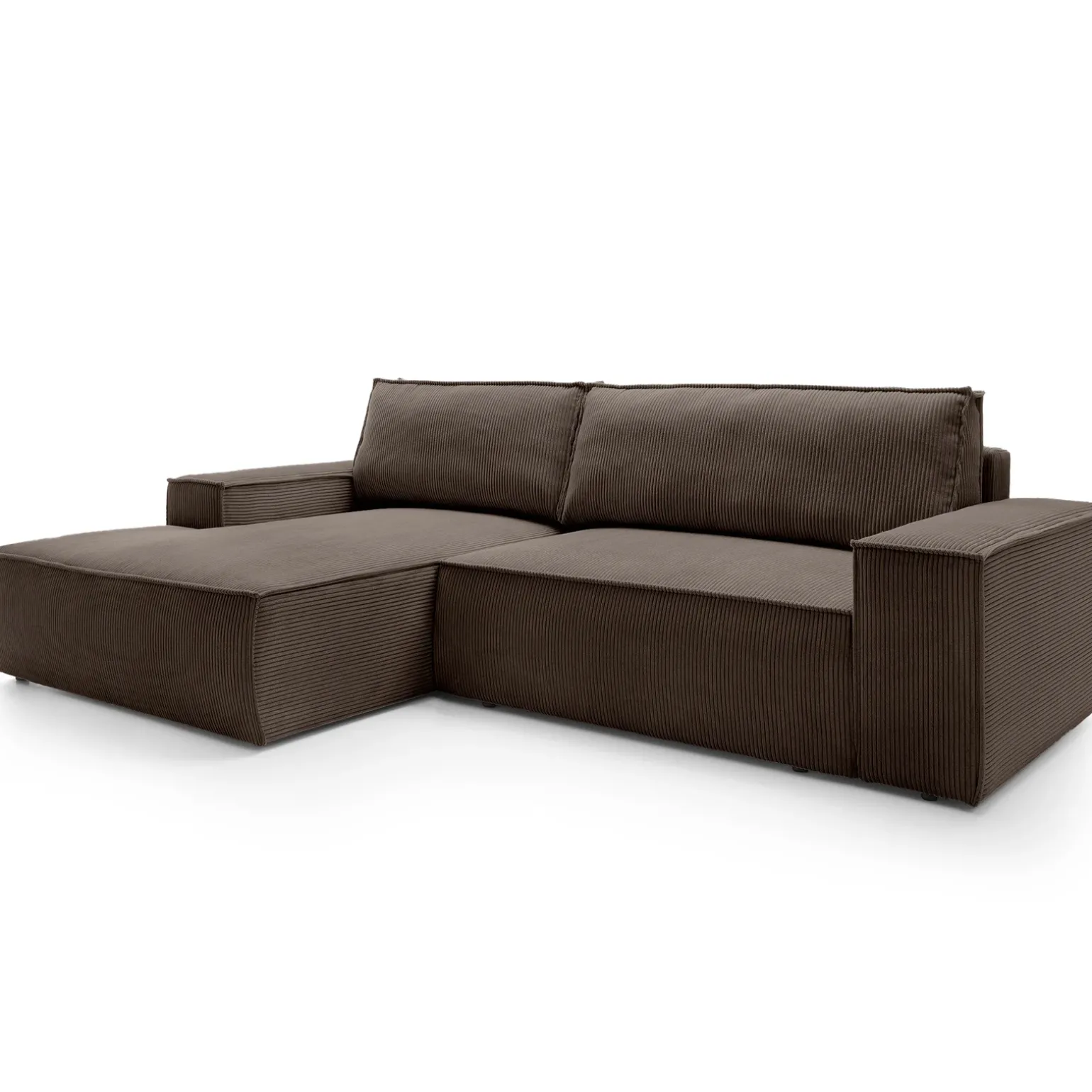 Divano letto angolare sinistra 3 posti 267x167cm velluto a coste marrone Relaxion
