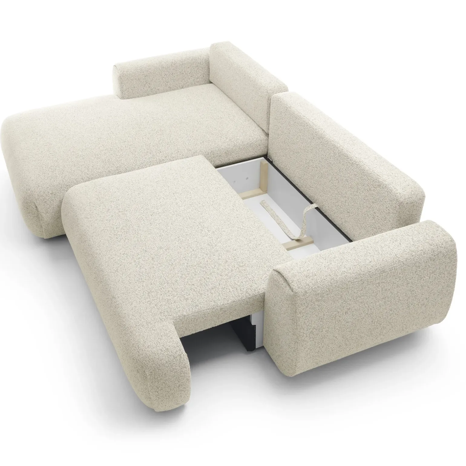 Divano letto angolare sinistra 3 posti 270x167cm tessuto bianco Cloudify