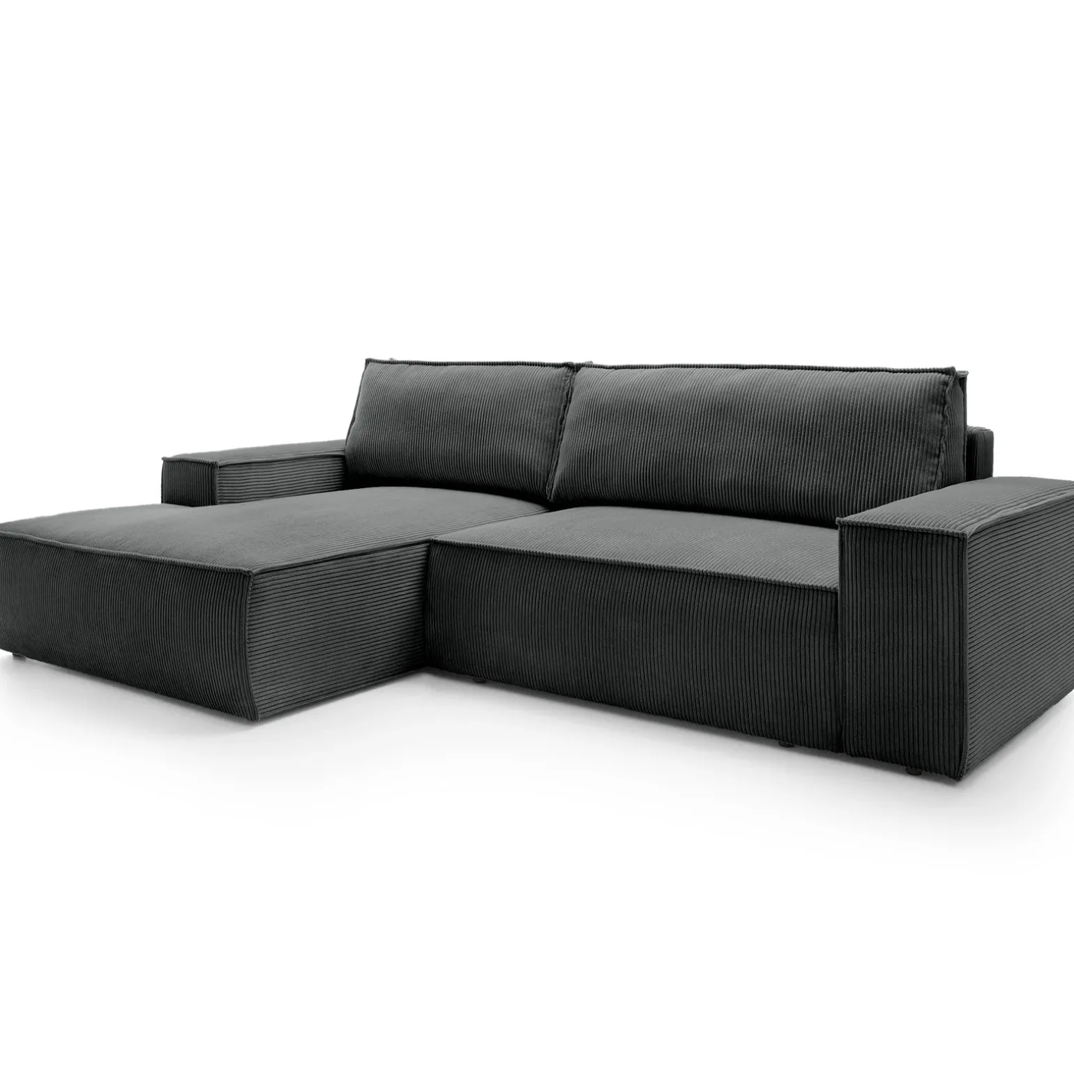 Divano letto angolare sinistra 3 posti 267x167cm velluto a coste antracite Relaxion