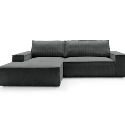 Divano letto angolare sinistra 3 posti 267x167cm velluto a coste antracite Relaxion