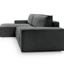 Divano letto angolare sinistra 3 posti 267x167cm velluto a coste antracite Relaxion