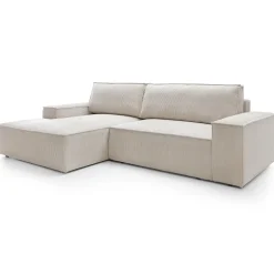 Divano letto angolare sinistro 3 posti 267x167cm velluto a coste beige Relaxion