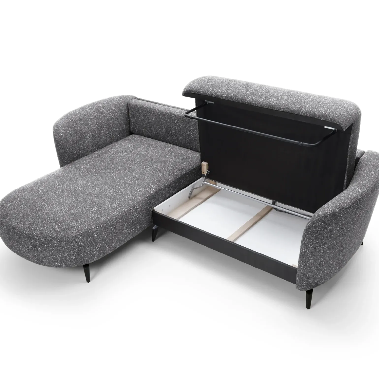 Divano letto angolare sinistra 3 posti 260x180cm tessuto bouclè grigio Repose