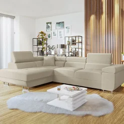 Divano letto angolare sinistra imbottito 274x203cm beige Bormio