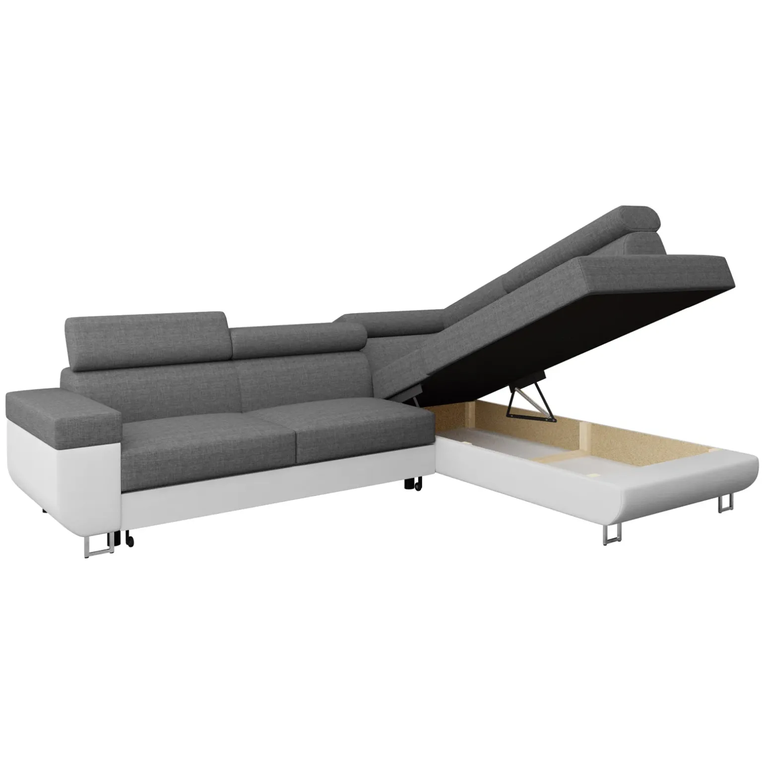 Divano letto angolare sinistra 3 posti 253x188cm grigio bianco Almese