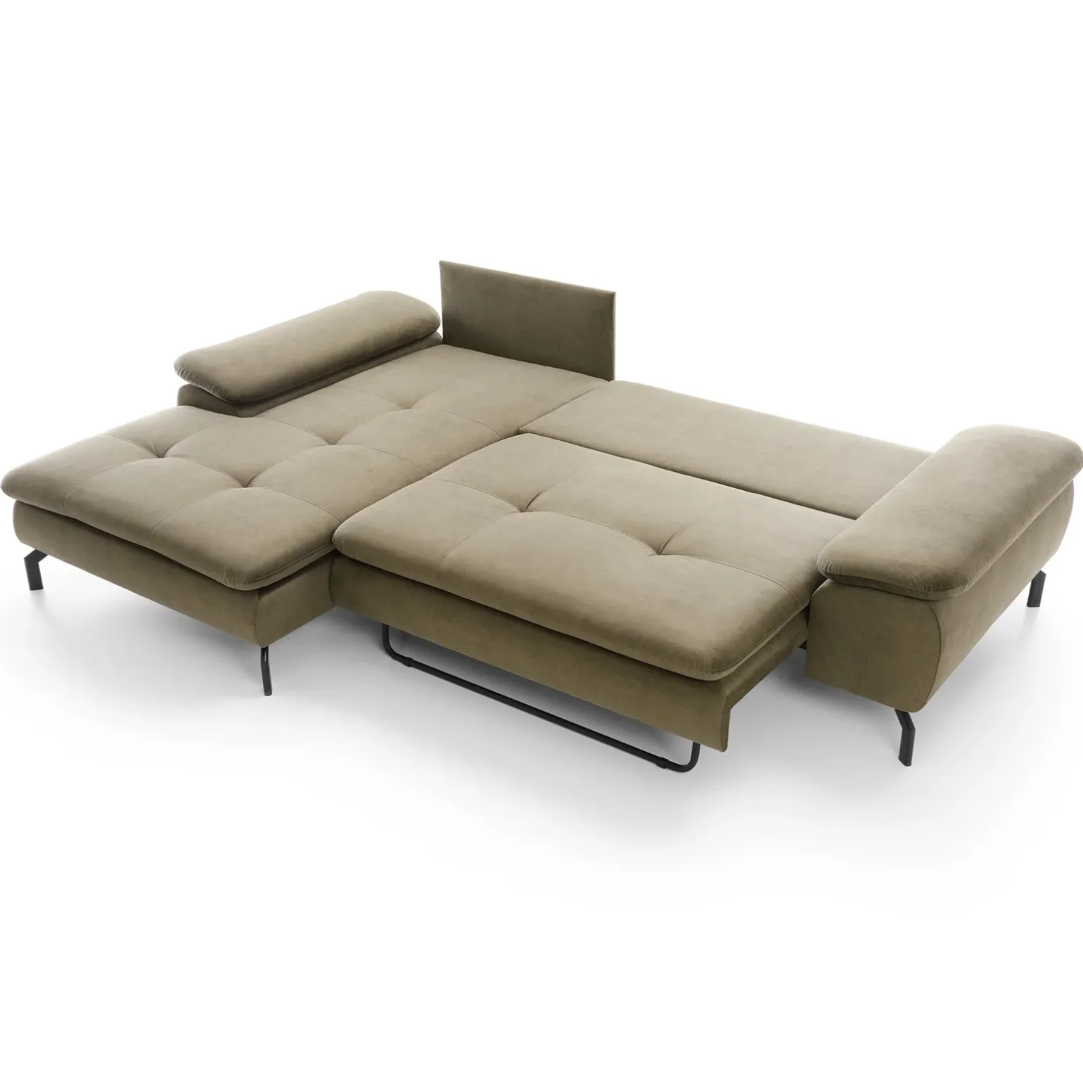 Divano letto angolare sinistra 3 posti 265x170cm tessuto beige Chillax
