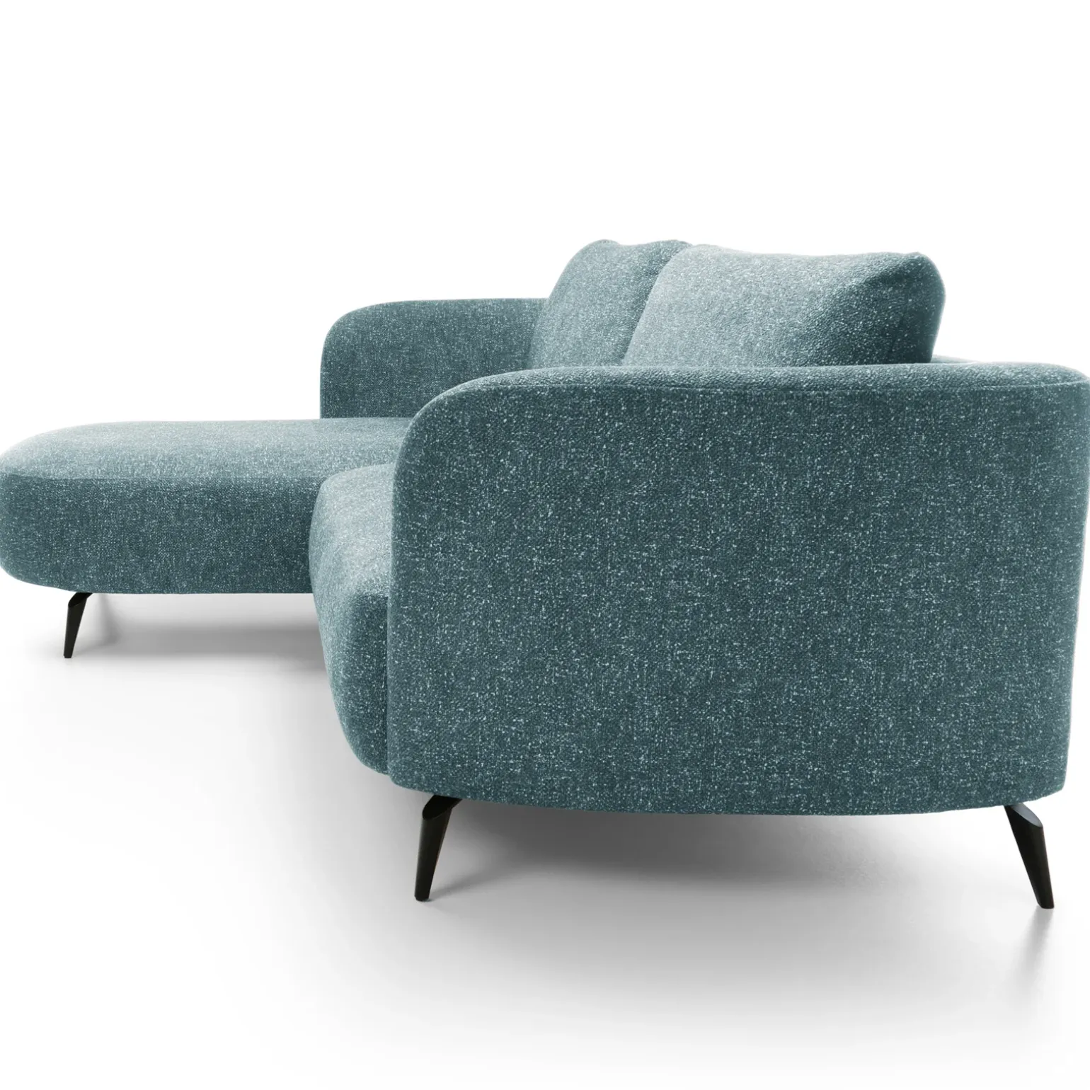Divano letto angolare sinistra 3 posti 260x180cm tessuto bouclè azzurro Repose