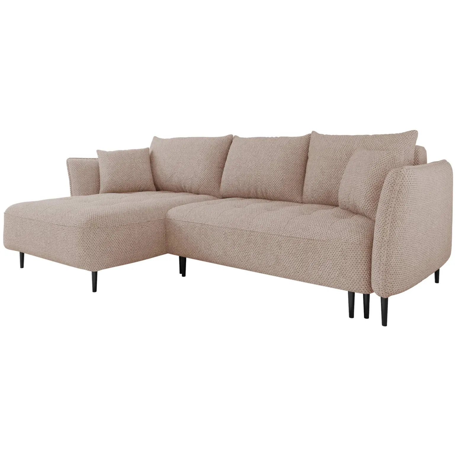 Divano letto angolare sinistro 3 posti 276x158cm tessuto rosa Angle