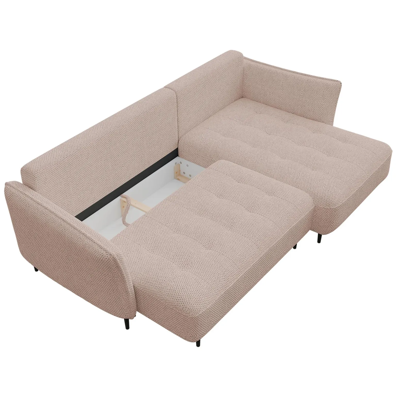 Divano letto angolare sinistro 3 posti 276x158cm tessuto rosa Angle