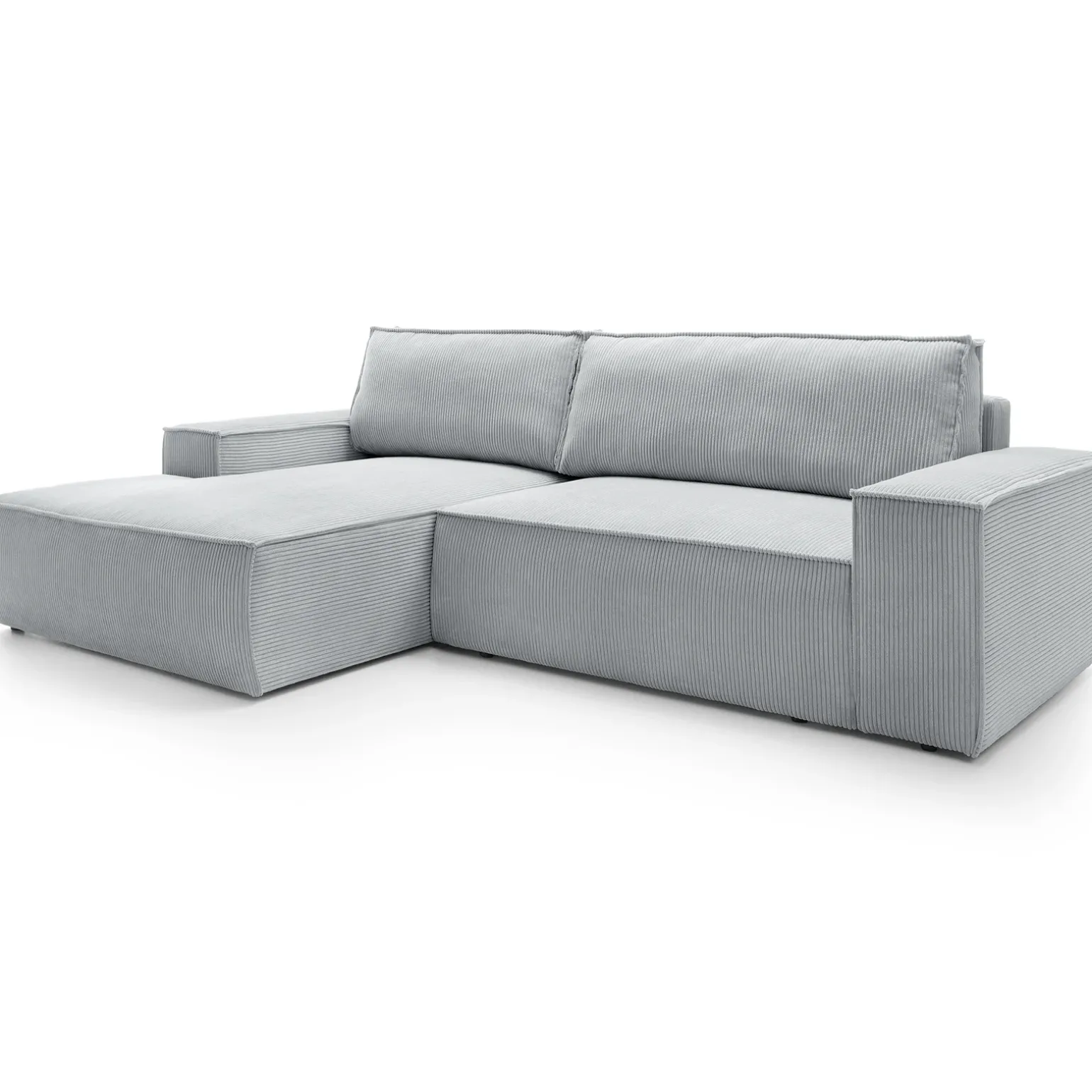 Divano letto angolare sinistra 3 posti 267x167cm velluto a coste grigio chiaro Relaxion