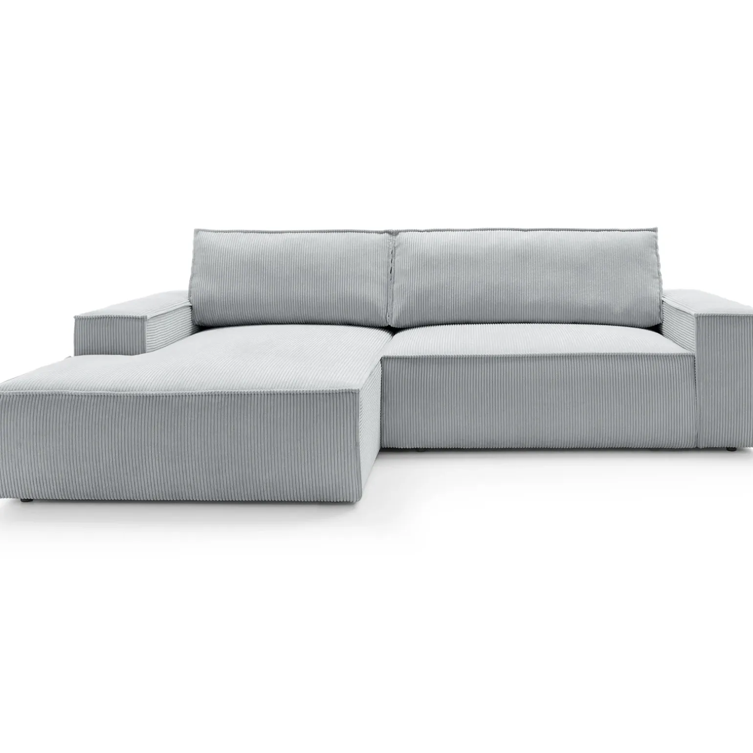 Divano letto angolare sinistra 3 posti 267x167cm velluto a coste grigio chiaro Relaxion