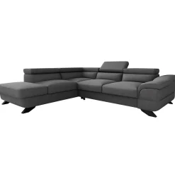 Divano letto angolare sinistro 5 posti 272x219cm tessuto antracite Lumma