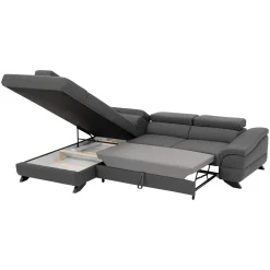 Divano letto angolare sinistro 5 posti 272x219cm tessuto antracite Lumma