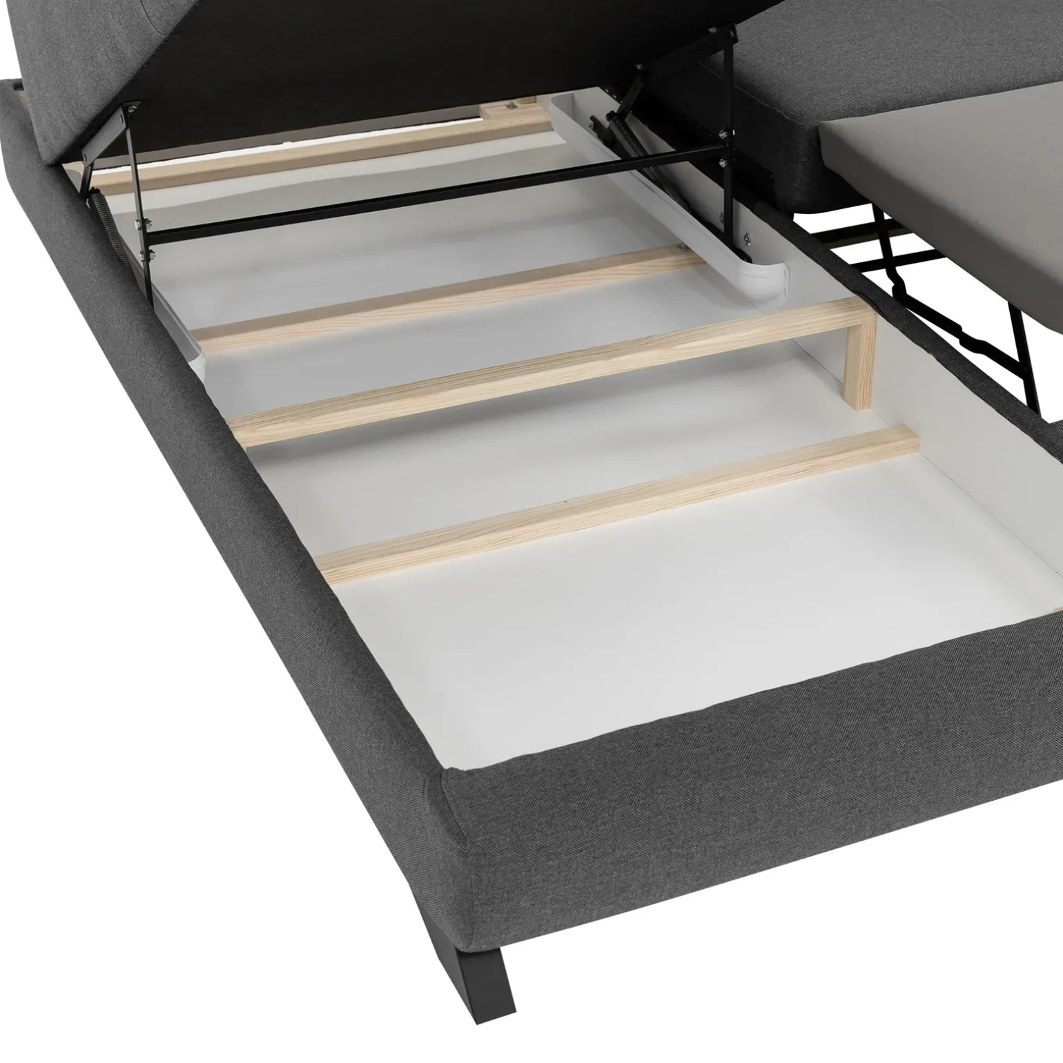 Divano letto angolare sinistro 5 posti 272x219cm tessuto antracite Lumma