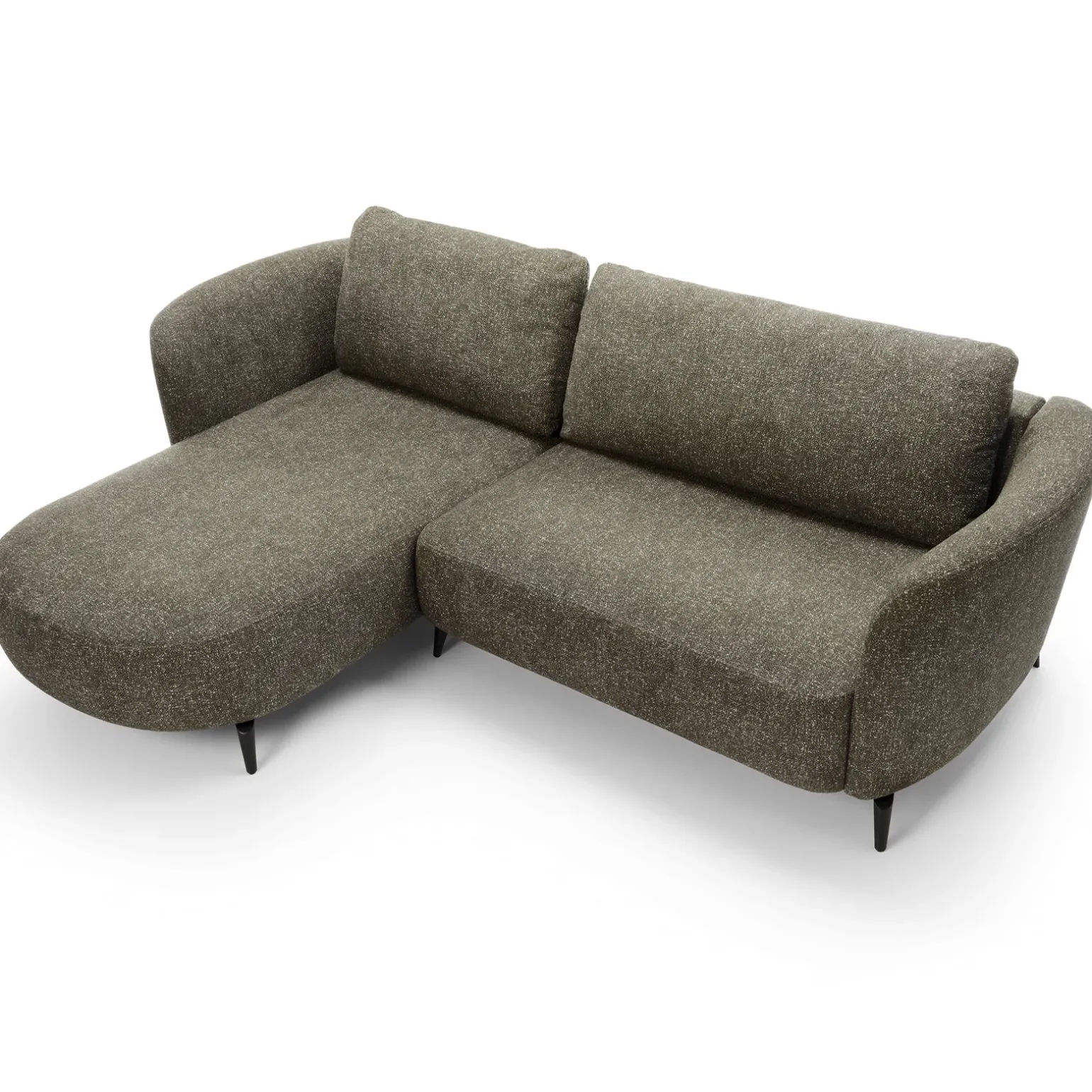 Divano letto angolare sinistra 3 posti 260x180cm tessuto bouclè verde Repose