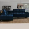 Divano letto angolare sinistra 5 posti 271x203cm blu Canosio