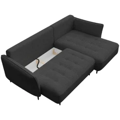 Divano letto angolare sinistro 3 posti 276x158cm tessuto grigio antracite Angle