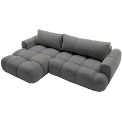 Divano letto con angolo a sinistra 4 posti 270x173cm con contenitore tessuto bouclé grigio scuro Litos