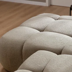 Divano letto con angolo a sinistra 4 posti 270x173cm con contenitore tessuto bouclé marrone chiaro Litos