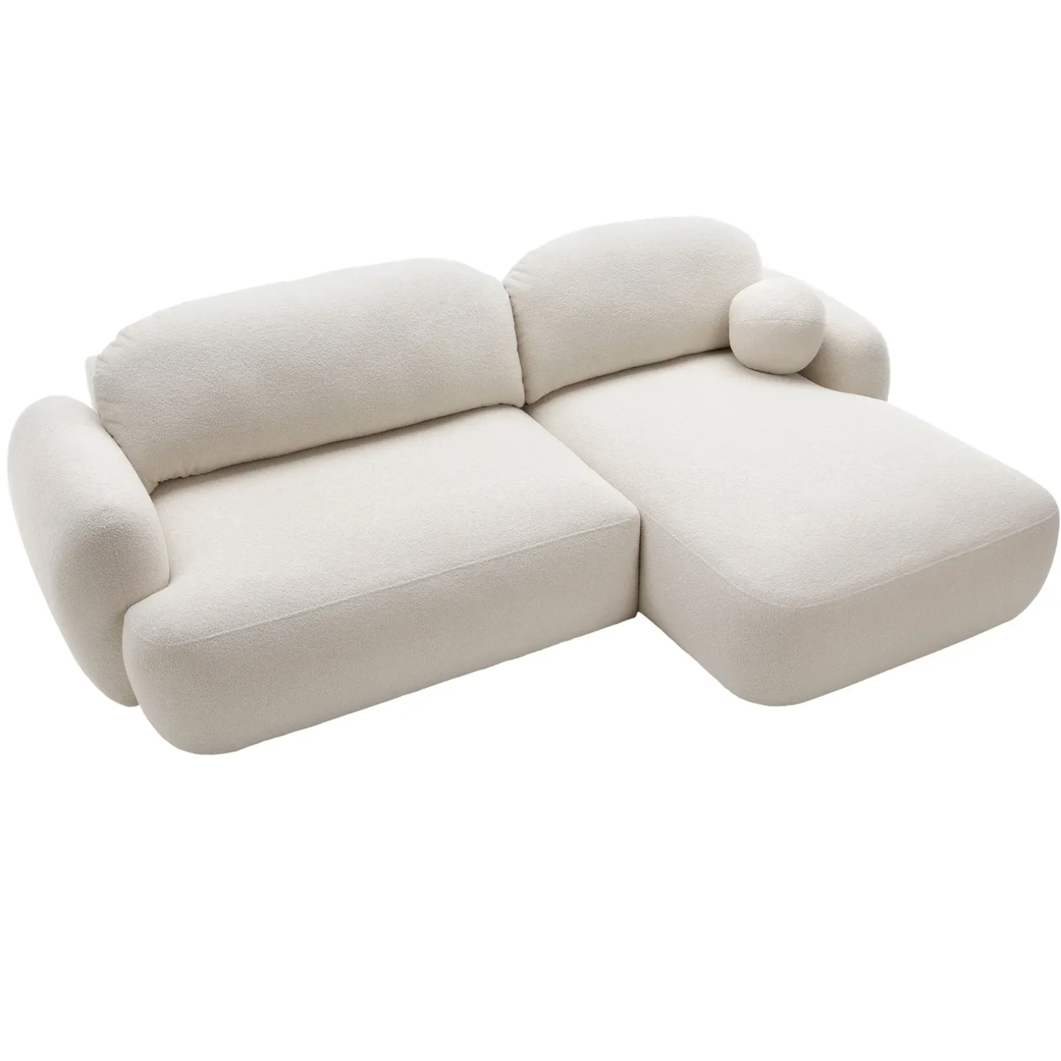 Divano letto con angolo a destra 4 posti 275x175cm con contenitore imbottito beige Aurum
