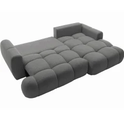 Divano letto con angolo a destra 4 posti 270x173cm con contenitore tessuto bouclé grigio scuro Litos