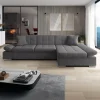 Divano letto con angolo a destra 4 posti 278x161cm contenitore grigio Zenia