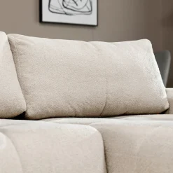 Divano letto con angolo a destra 4 posti 270x173cm con contenitore tessuto bouclé bianco crema Litos