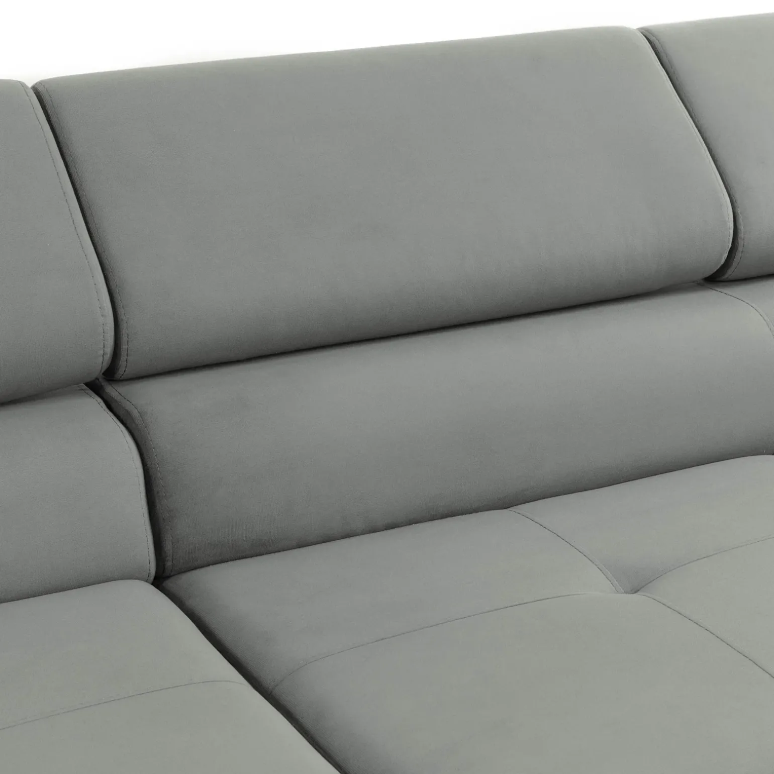 Divano letto con angolo a destra 4 posti 280x170cm box contenitore vellutato grigio Elvio