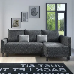 Divano letto matrimoniale 3 posti 205cm grigio chiaro e scuro Connie