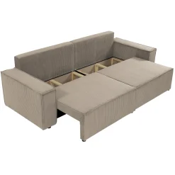 Divano letto matrimoniale 3 posti 245x90cm velluto a coste tortora Ploffy