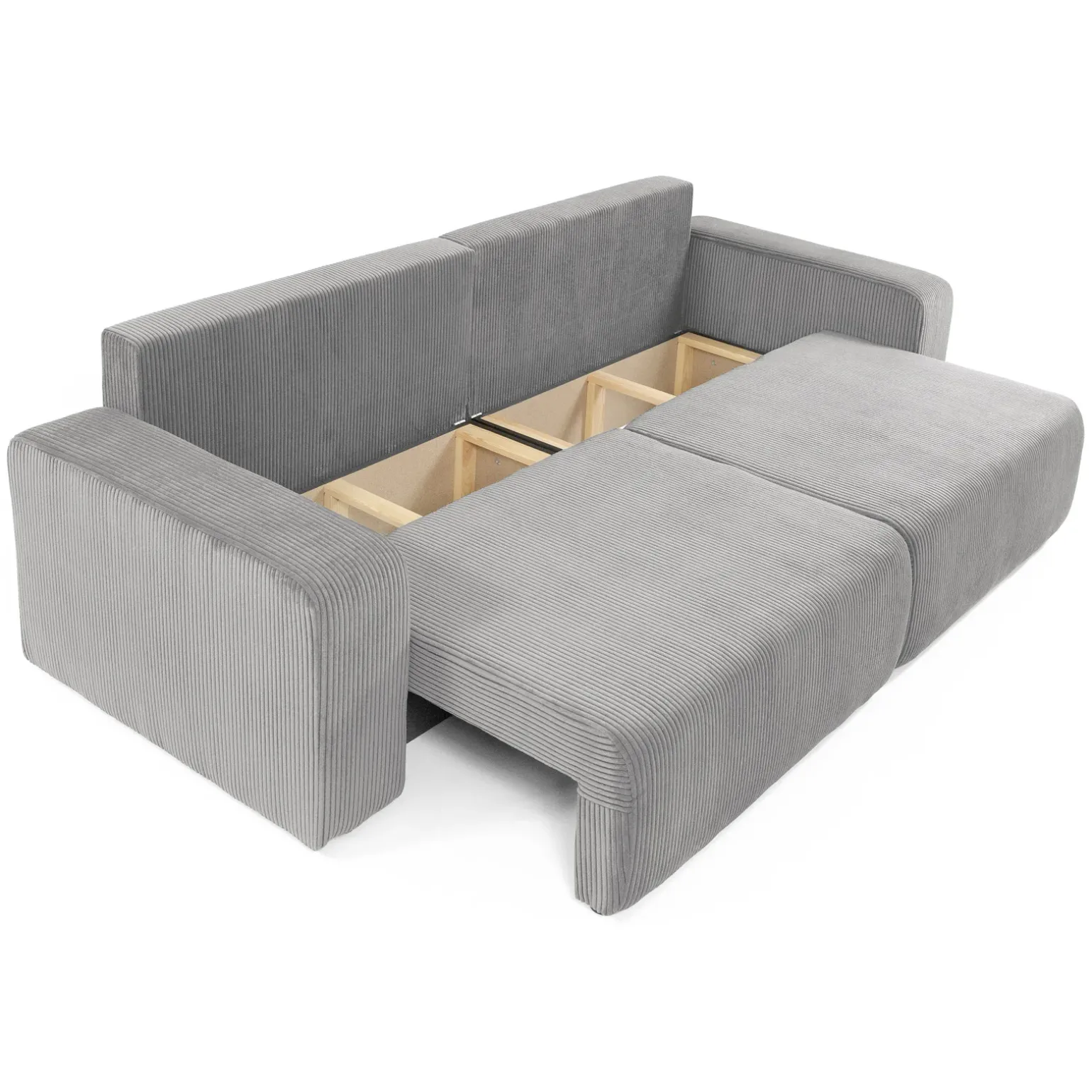 Divano letto matrimoniale 3 posti 248x90cm velluto a coste grigio Slurp