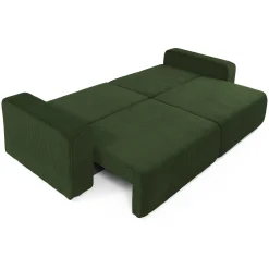 Divano letto matrimoniale 3 posti 248x90cm velluto a coste verde Slurp