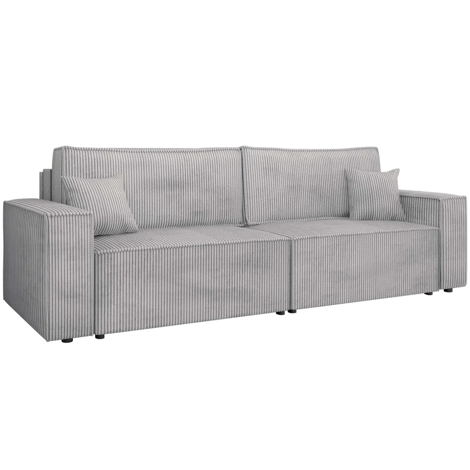 Divano letto matrimoniale 3 posti 245x90cm velluto a coste grigio Ploffy