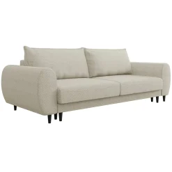 Divano letto matrimoniale 3 posti 251x95cm tessuto tortora Pluffy
