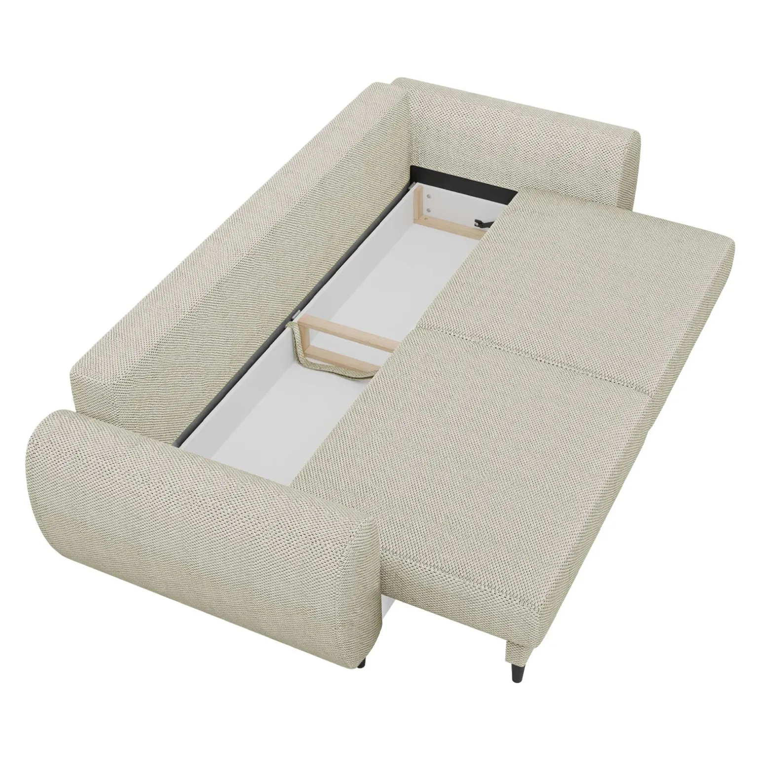 Divano letto matrimoniale 3 posti 251x95cm tessuto tortora Pluffy