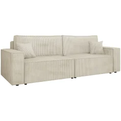 Divano letto matrimoniale 3 posti 245x90cm velluto a coste beige Ploffy