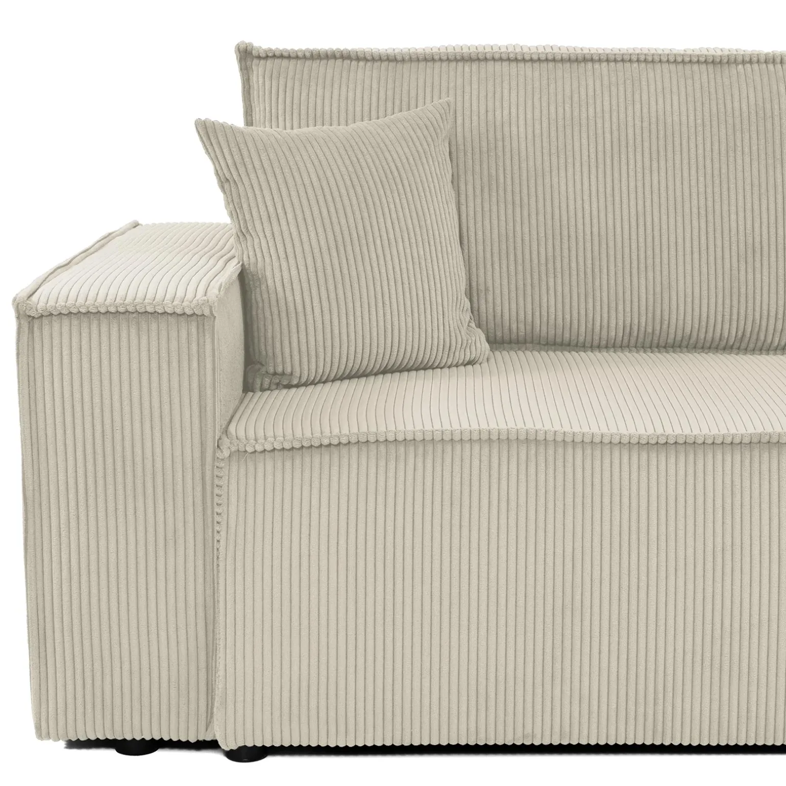 Divano letto matrimoniale 3 posti 245x90cm velluto a coste beige Ploffy