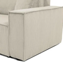 Divano letto matrimoniale 3 posti 245x90cm velluto a coste beige Ploffy