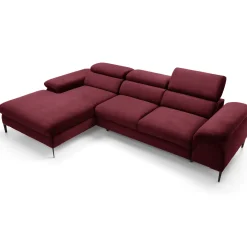 Divano letto regolabile angolare sinistra 4 posti 288x182cm tessuto rosso bordeaux Loungey
