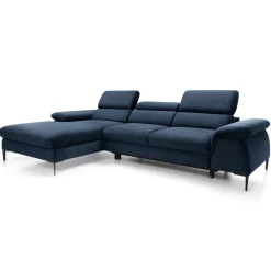 Divano letto regolabile angolare sinistra 4 posti 288x182cm tessuto blu Loungey