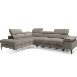 Divano letto regolabile angolare sinistra 5 posti 280x214cm tessuto tortora Snuggity
