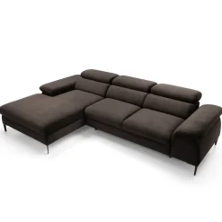 Divano letto regolabile angolare sinistra 4 posti 288x182cm tessuto marrone Loungey