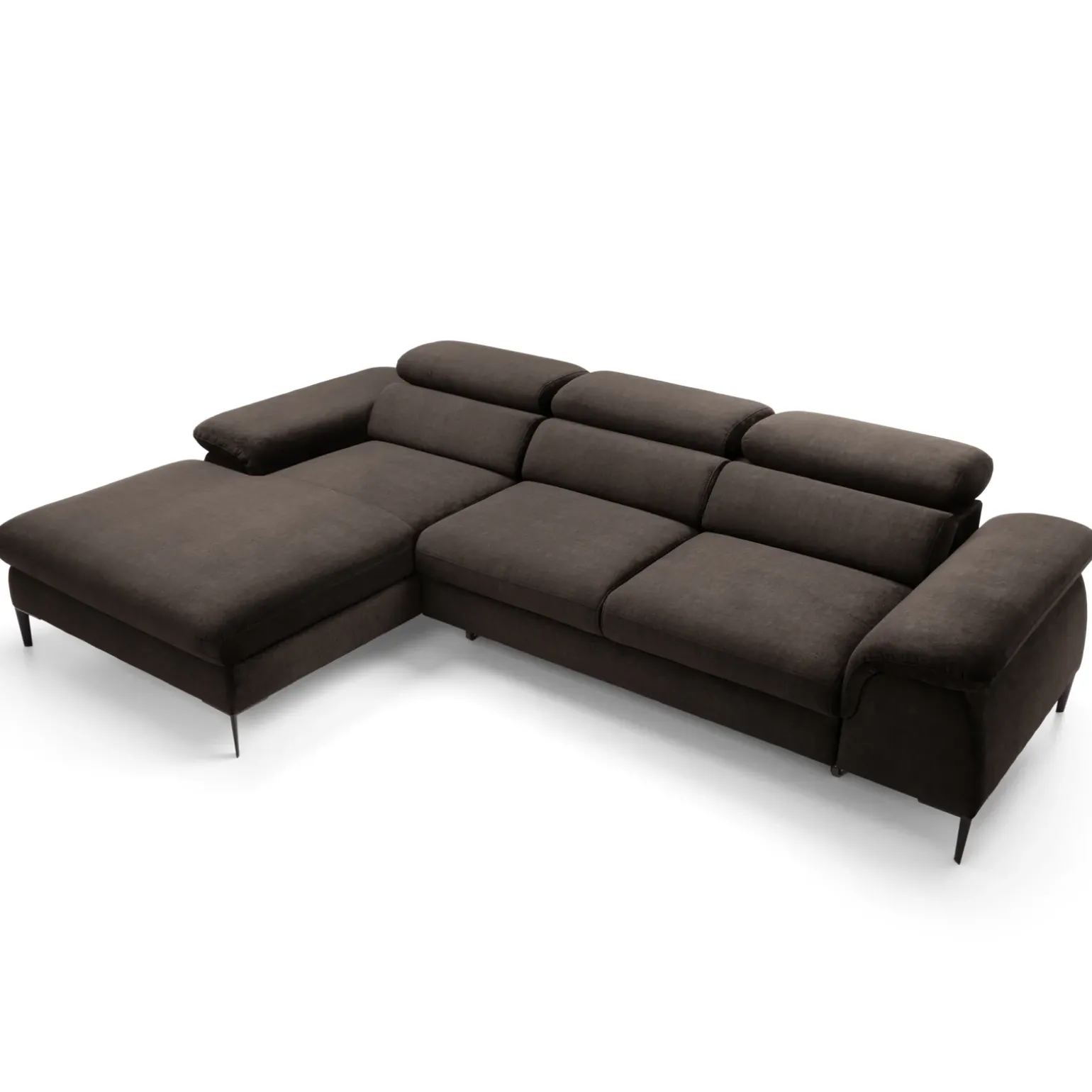 Divano letto regolabile angolare sinistra 4 posti 288x182cm tessuto marrone Loungey