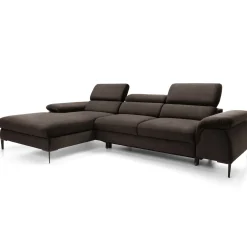 Divano letto regolabile angolare sinistra 4 posti 288x182cm tessuto marrone Loungey